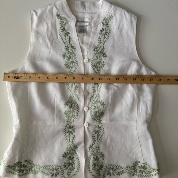 NWOT Chadwick’s Linen Sleeveless button up embroidered blouse Women’s size 6 - Picture 5 of 9
